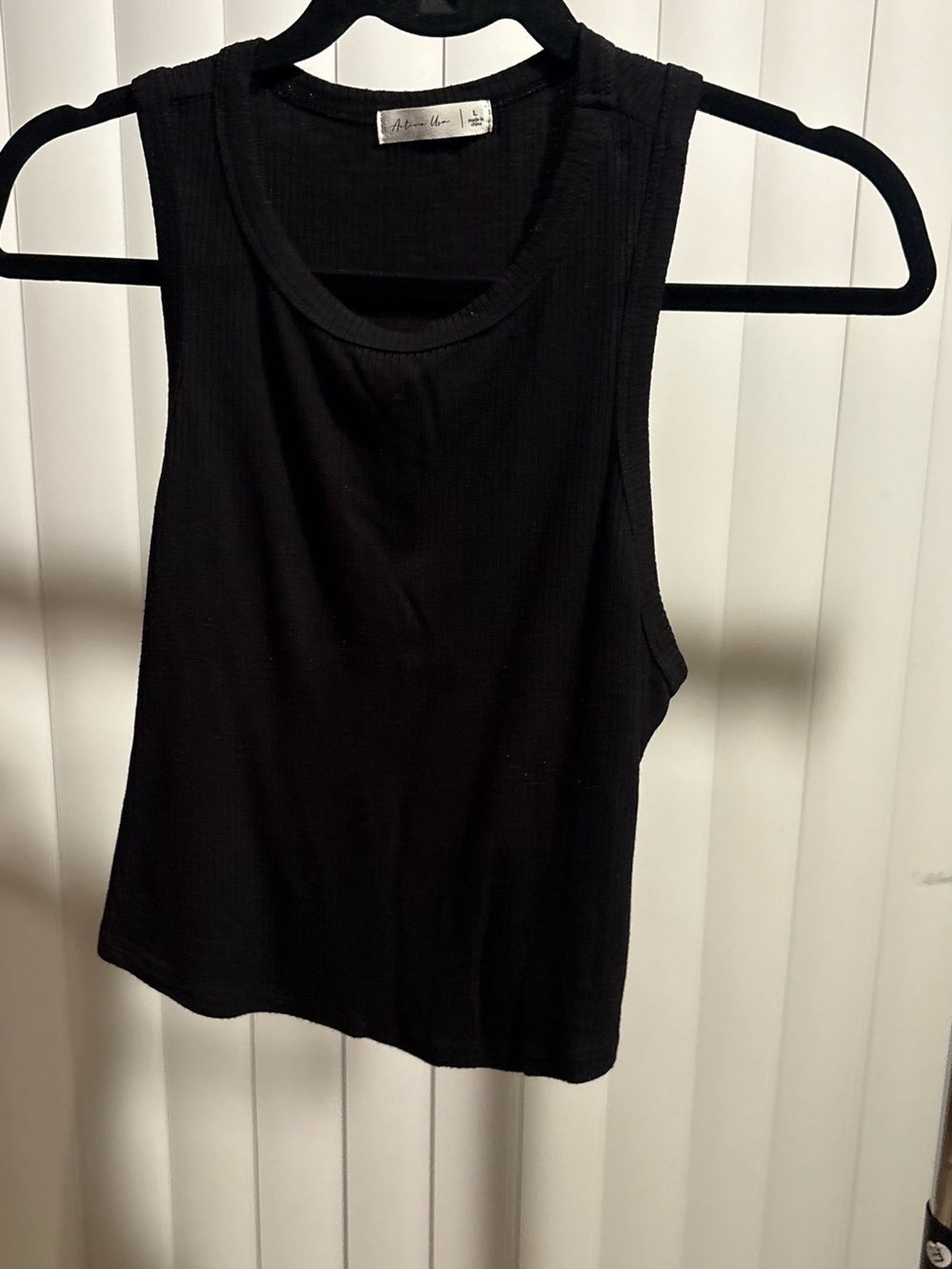 Active USA Black Ribbed Tank Top